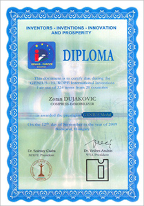 Будимпешта - Специјална медаља Интернационалног сајма изумитеља 2009. за Зорана Дујаковића и његов Универзални ортопедски ултралаки имобилизатор у Мађарској