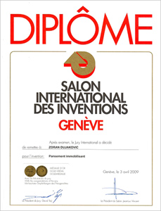 Женева - Диплома интернационалног салона изумитеља 2009. за Универзални ортопедски ултралаки имобилизатор Зорана Дујаковића у Швајцарској
